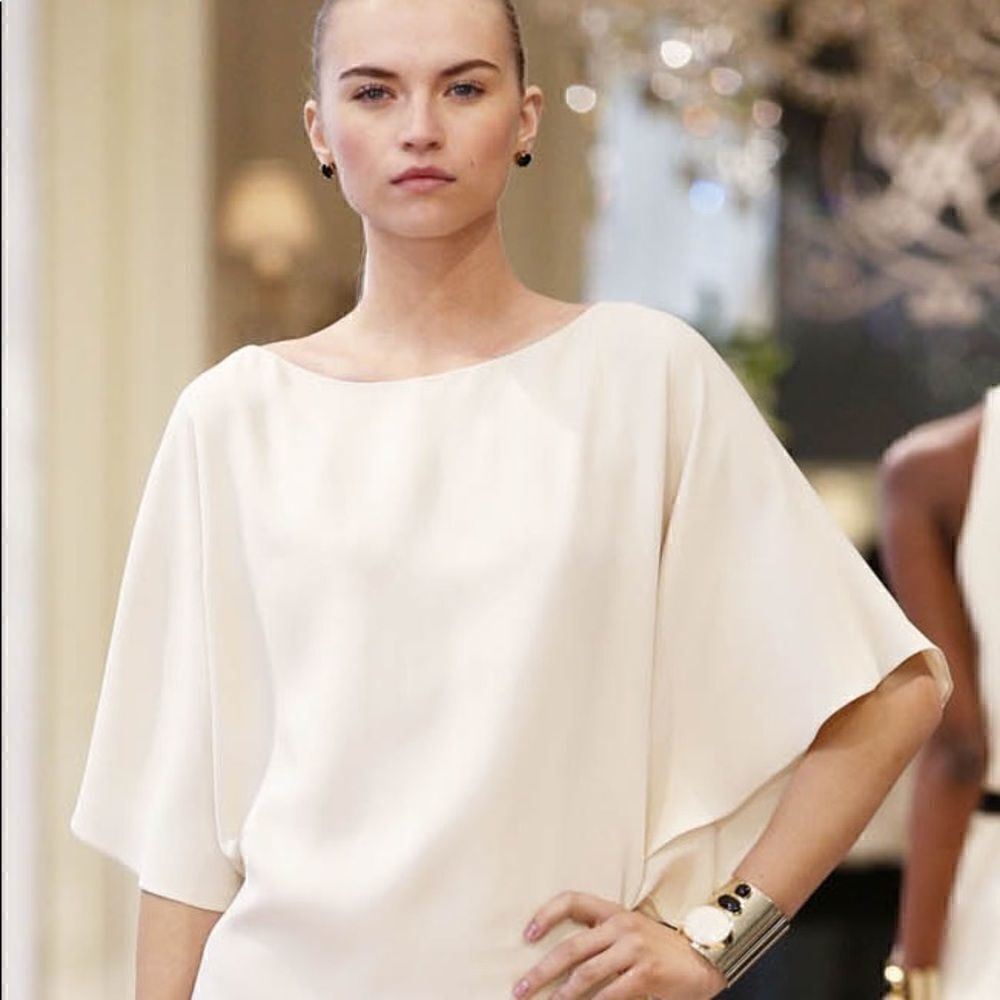 Ralph Lauren Collection ~ Resort 2014 Ivory Silk Batwing Shift Dress